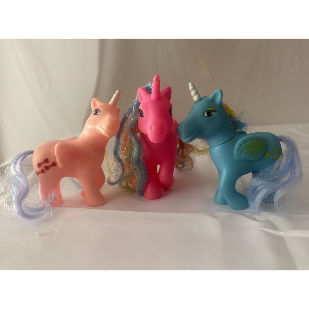 Vintage 80s 90s Fakie Pony Lot of 3 Unicorn Pegasus Rainbow Hair Pony Land Toy